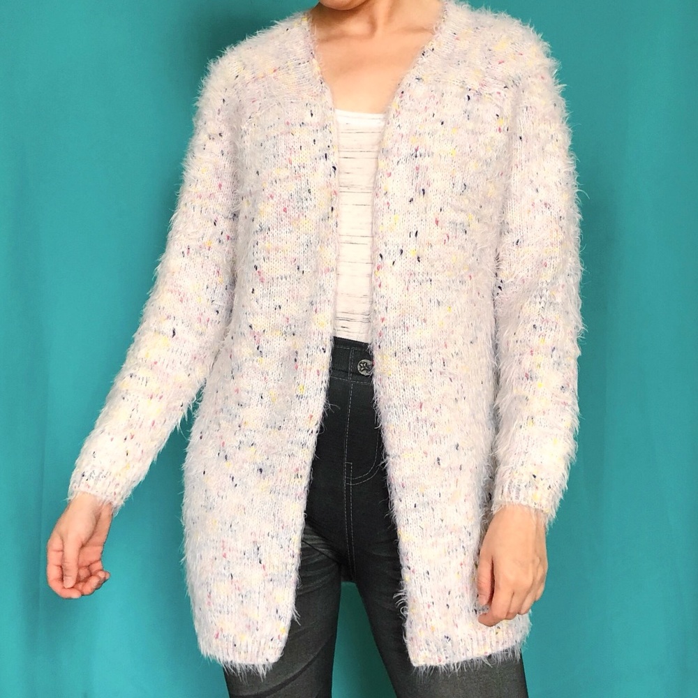 Faux fur Fluffy Fuzzy Halo Shag Knit Cardigan